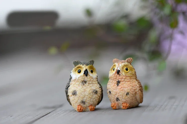 4PCS Owl Figurine Miniature Animal Figure Decoration miniature figurines resin ornaments miniature ornament resin crafts Fairy Garden Aquarium Fish Tank Animal Statue Resin Craft