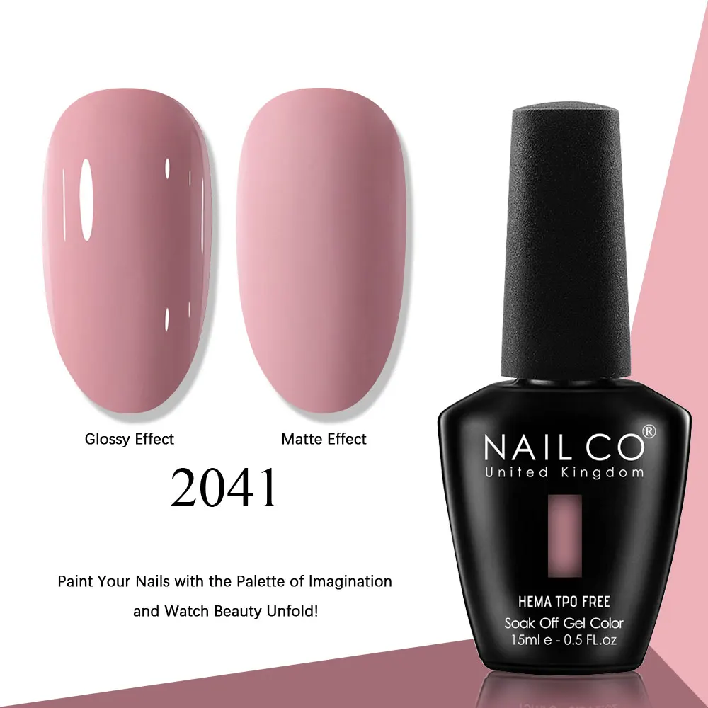 NAILCO Gel Nail Polish Pink Collection - 15ml Glitter & Nude UV LED Gel Varnish Set