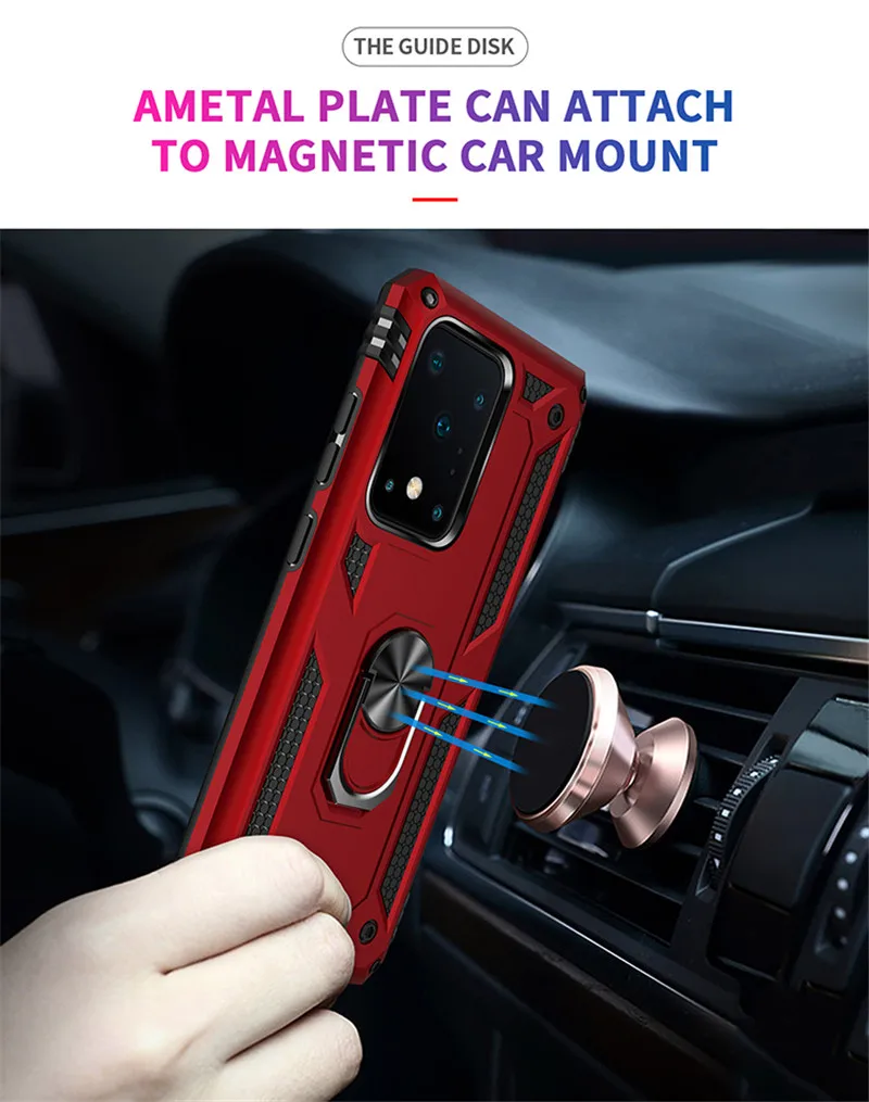 Armor Magnet Metal Ring Shockproof Back Cover Case