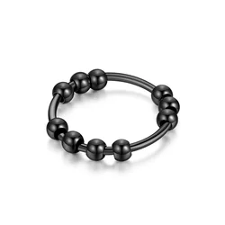 Elegant Gold & Silver Stainless Steel Spinner Ring with Beads (As picture)