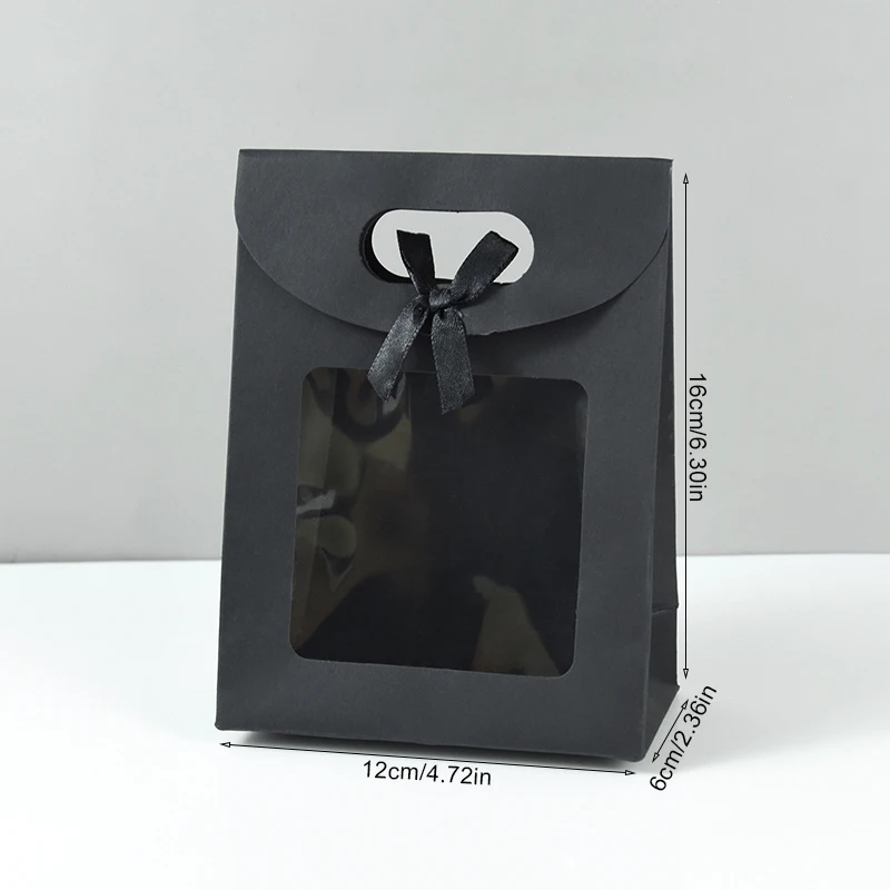 10/20pcs Black White Gift Box with Clear Window Wedding Favors Birthday Party Candy Snack Biscuit Packaging Bag Christmas Gift