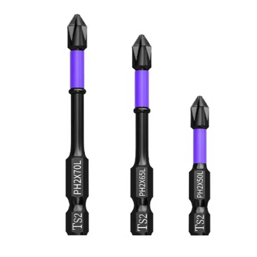 

3Pcs PH2 Non-slip Cross Screwdriver Bits Magnetic Batch Head For Impact Screwdrivers Hand Drills 50mm 65mm 70mm