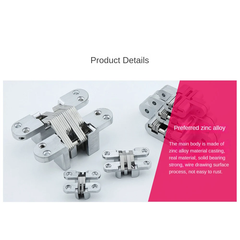 Cross Hinge Stainless Steel 180 Degree Concealed Hinge Folding Door Invisible