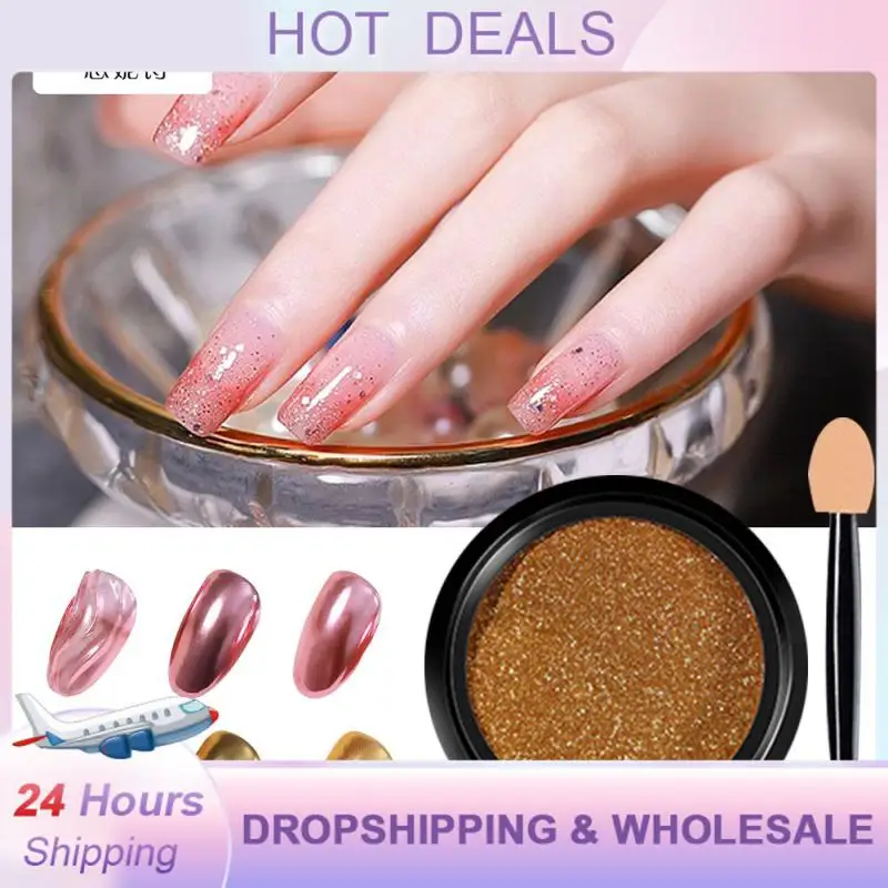 Gold Aurora Powder Lasting Natural Nail Art Decoration Nail Polish Rubber Facile Da Estendere 2G Nails Gold Silver Champagne