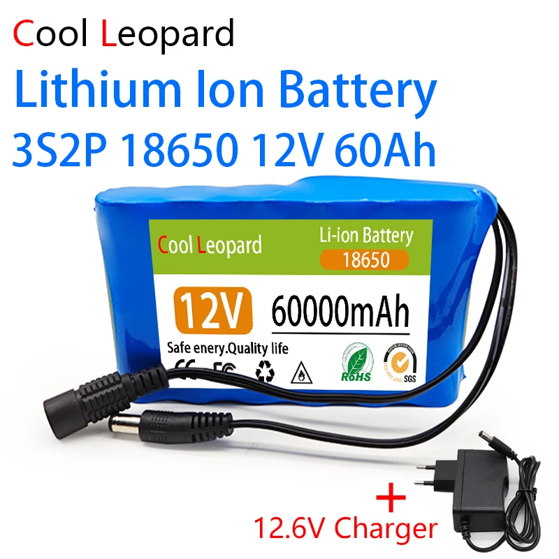 

3S2P 12V 60ah Original 18650 Li-Ion Battery DC Rechargeable Closed-Circuit Television Camera Monitor Replace The Power Supply