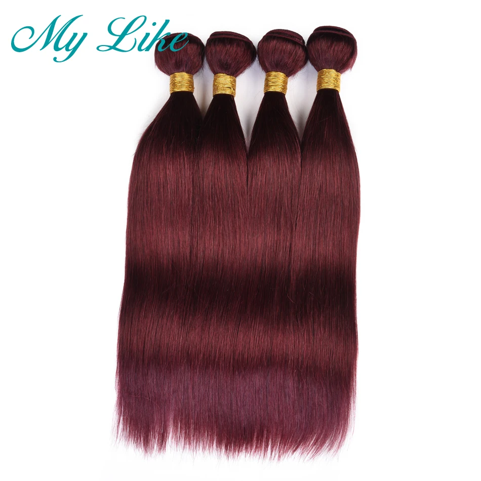 

99j Hair Bundles Bone Straight Human Hair Bundles Brazilian Hair Weave 4 Bundles Deals 100% Burgundy Human Hair Extension Bundle