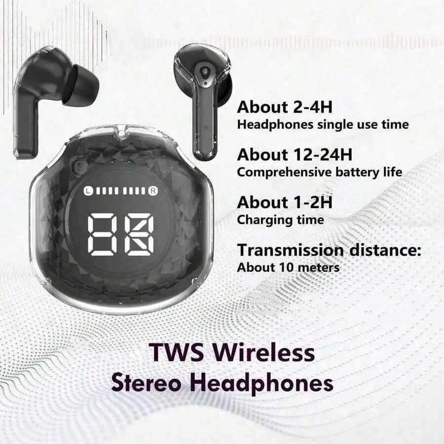 Wireless Bluetooth Stereo Earphones with Digital Display