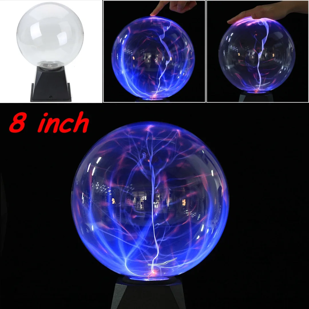 4/5/6/8" Magic Plasma Ball Lightning Crystal Globe Touch Nebula Light Sphere