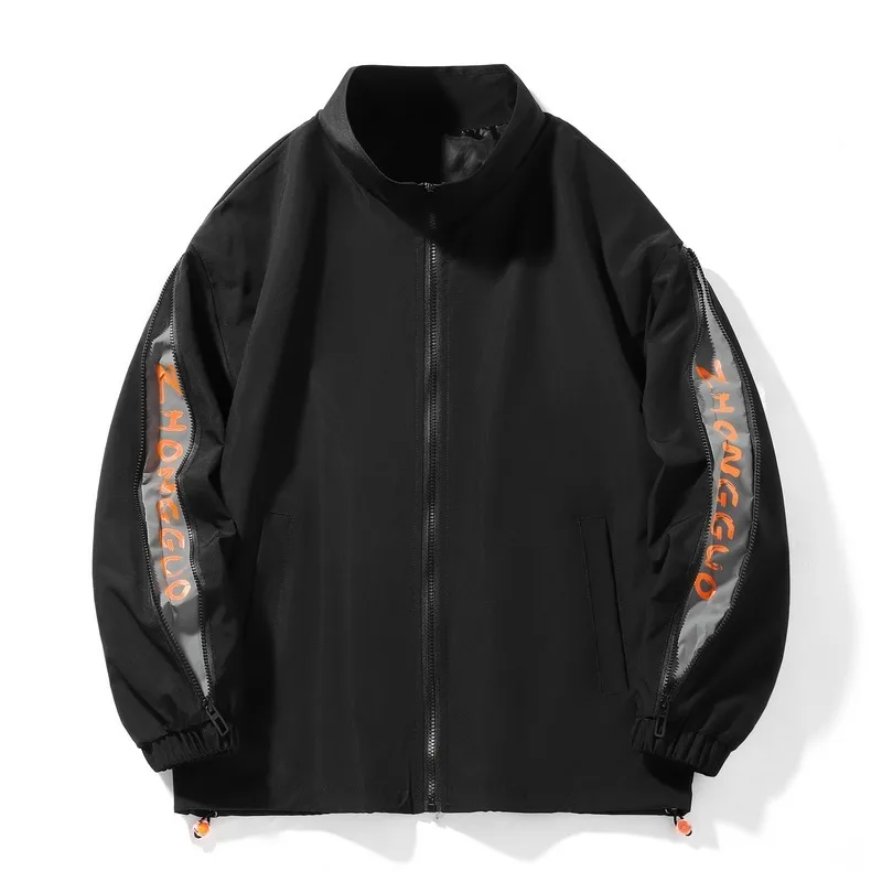 

Men Spring autumn printed Bomber Jacket Casual Streetwear Loose Thin Zipper Coat Hip Hop Windbreaker Coats Harajuku style 바람막이
