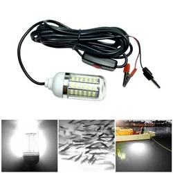 Underwater 12V LED Fishing Lure Light - 100W, IP68 Waterproof, Multi-Color Attractant (White)