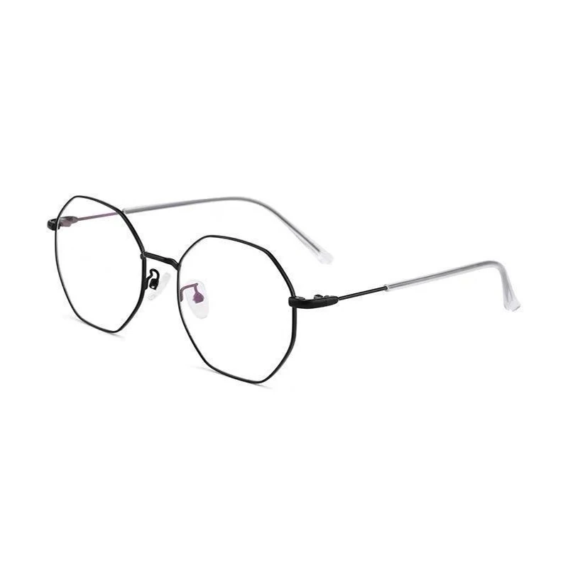 Retro Unisex Polygon Anti Blue Light Glasses Metal Frame Flat Ocular Fashion Comfortable Transparent Spectacle for Women Men