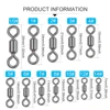 50/200pcs Power Saltwater Fishing Swivels All 304 Stainless Steel Strong Rolling Swivels 1/0#-14# Lure Hook Fishing Connector 4