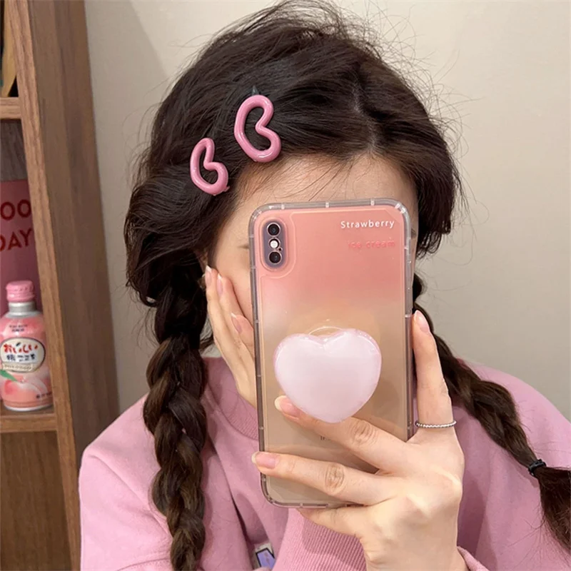 

10pcs Solid Color Love Heart Snap Hair Clip For Girl Cute Sweet Small Bangs Buckle BB Clip Hairpin Woman Korean Hair Accessories