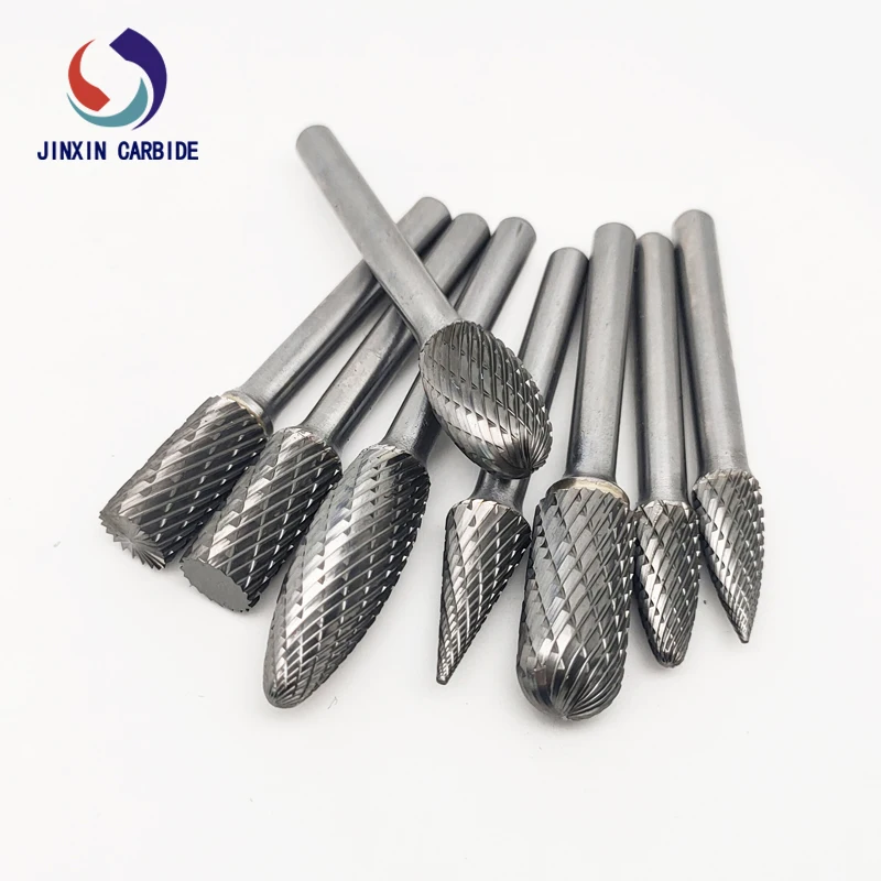 8pcs Factory Directly Rotary Tool Tungsten Carbide Cutter Shank 6mm 1/4'' inch Double-cut Rotary Files For Grinding Wood 6