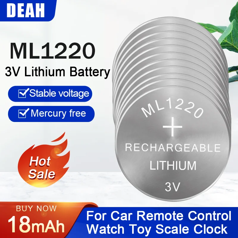 20 100PCS ML1220 1220 3V Lithium Rechargeable Battery For Motherboard