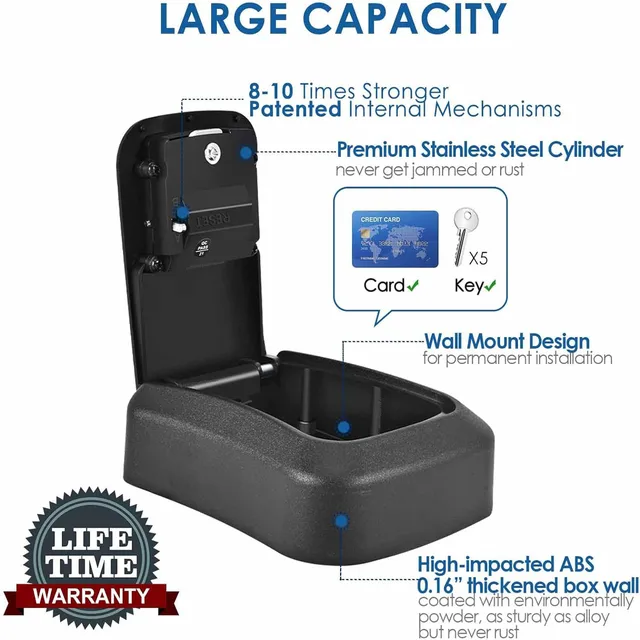 Key Lock Box Wall Mount 4 Digits Combination Lockbox Waterproof Outdoor Key Hider for House Manager Key Resettable Safe Security 2