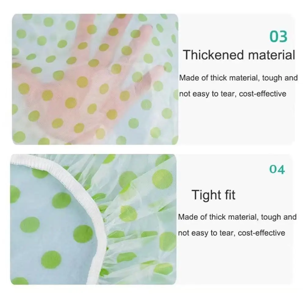 1pcs Thickened Waterproof Shower Cap Women Plastic Dot Print Bath Hat Disposable Shower Colorful Cap For Hair Salon 6