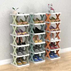 1Pc Double-Layer Space-Saving Shoe Rack Simple Plastic Shoe Rack For Home Living Room Dormitory Bedroom Storage Shoe Rack