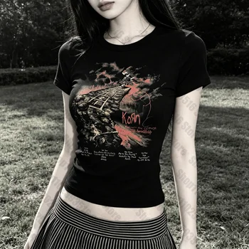 Emo Woman Clothes for Women Top Y2k Tops Kpop Graphic T Shirts Kawaii Gothic Trashy Y2k 2000s Anime Girl Aesthetic Clothing Goth 1