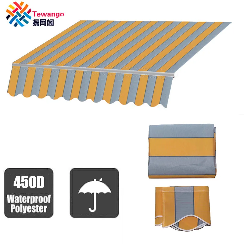 Tewango Patio Awning Fabric Replacement 12x10ft 10x8ft Yellow Gray