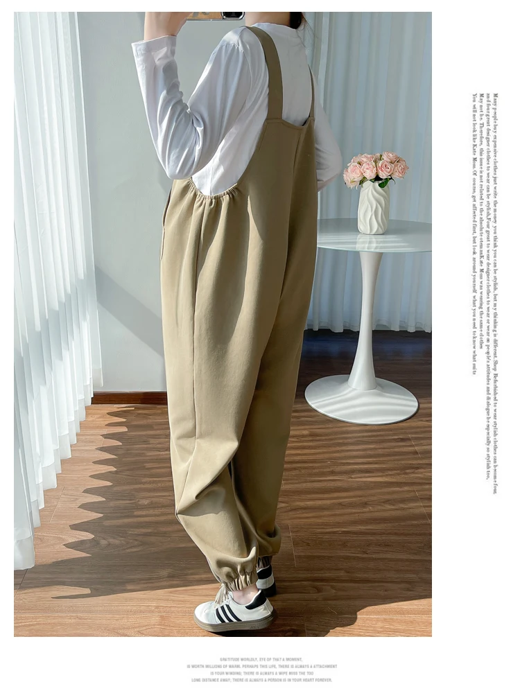 Autumn Maternity Clothes Set Long Sleeve Cotton White T-shirt+long Loose Jumpsuits Twinset Office Lady Elegant Pants Suits 2pcs