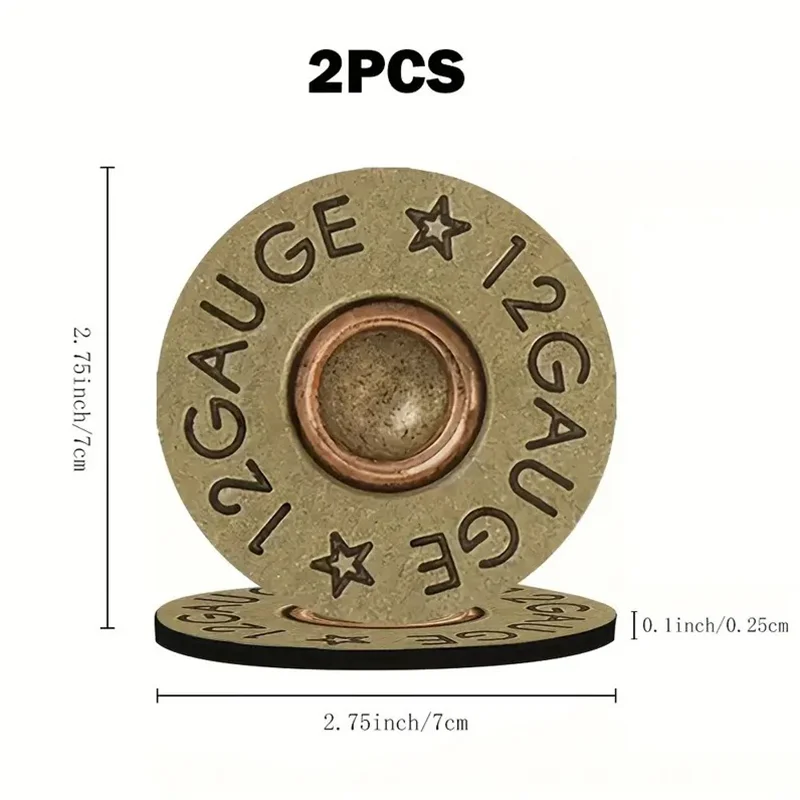 2pcs Bullet Base Pattern Car Coasters for Car Home and Office Desk Coasters Gift for Dad Non-slip Car Coasters