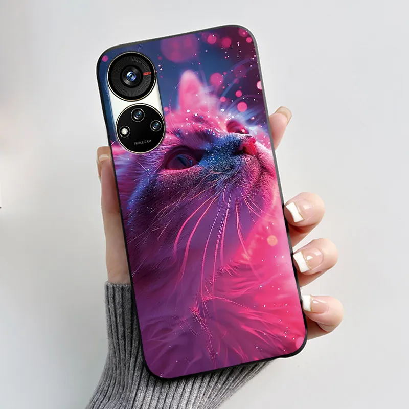 Cute Cartoon Soft Silicone Protective Phone Case - Black