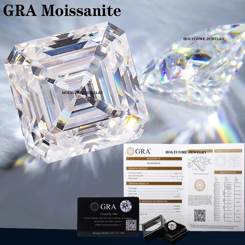 

12x12mm Excellent Asscher Cut Loose Moissanite Stone D Color VVS1 Pass Diamond Tester Gemstones With GRA Certified For Jewelry
