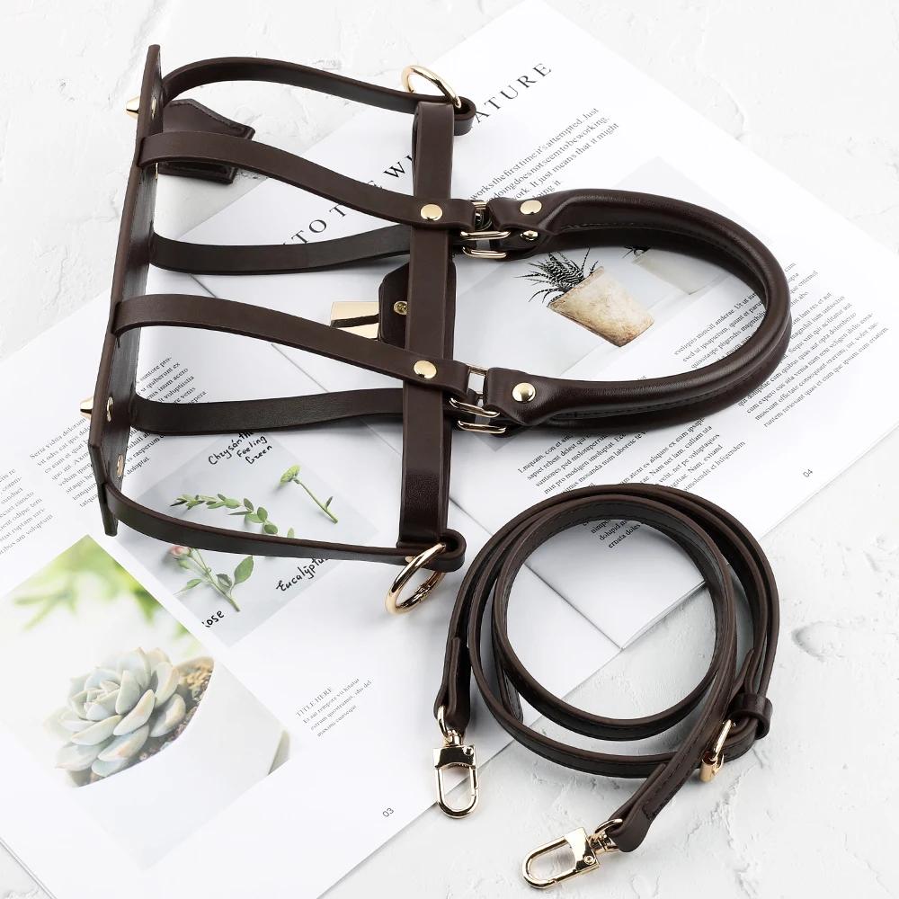 Hollow Tote Messenger Bag Set Leather Encasement Conversion Kit Adjustable Crossbody Shoulder Strap for DIY Handmade Luxury Bag