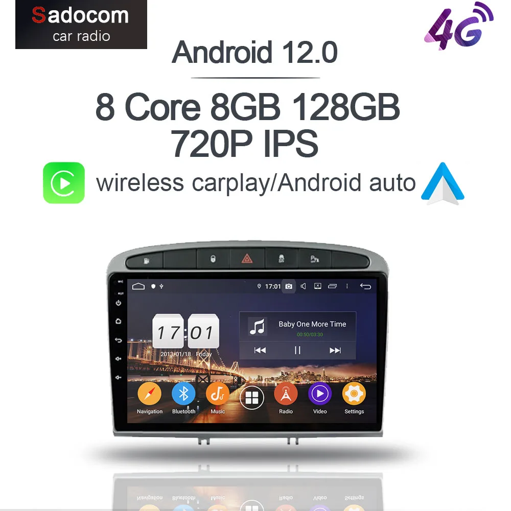 

DSP 8GB+128GB Android 12.0 Car DVD Player GPS WIFI Bluetooth 5.0 360 Panoramic RDS Radio For Peugeot 408 for Peugeot 308 308SW
