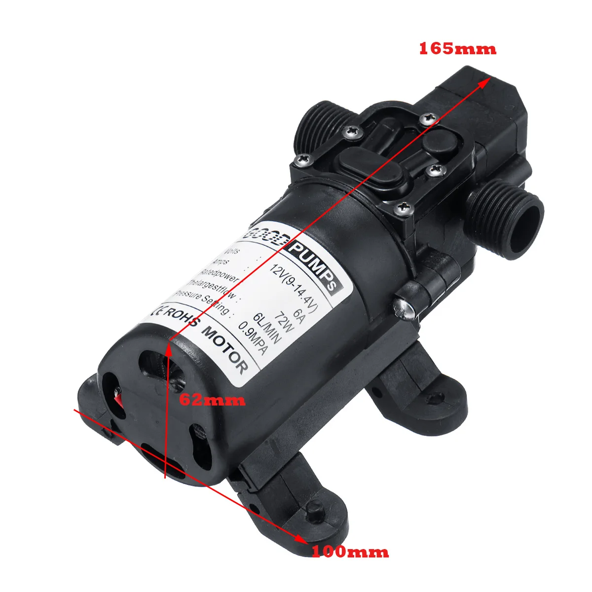 12V 72W 2 Threaded High Pressure Car Washing Diaphragm Water Pump 6L For Boat Interface Self Priming Pump Garden Cooling cooling water pump