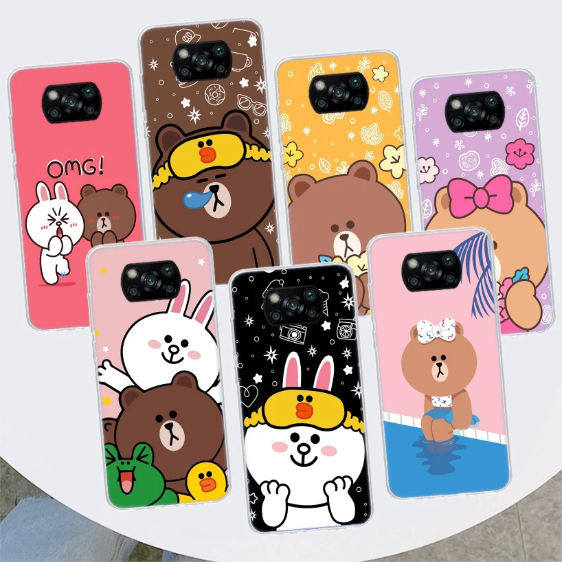 Cartoon Bear B-Brown C-Cony For Xiaomi Poco X3 Nfc M3 F3 F1 Mi Note 10 Pro 11 Lite Phone Case 9 8 CC9 A3 A2 A1 9T 10T Housing Fu |