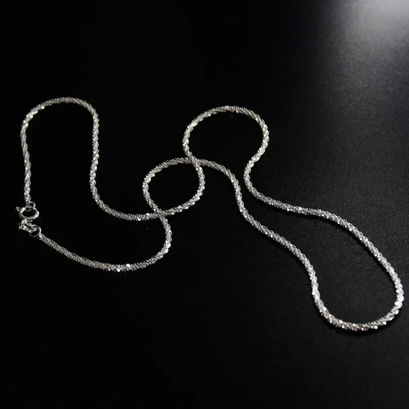 S925 Sterling Silver Necklace 2mm Sparkling Collarbone, Sweater Chain, High Charm Jewelry Gift Women