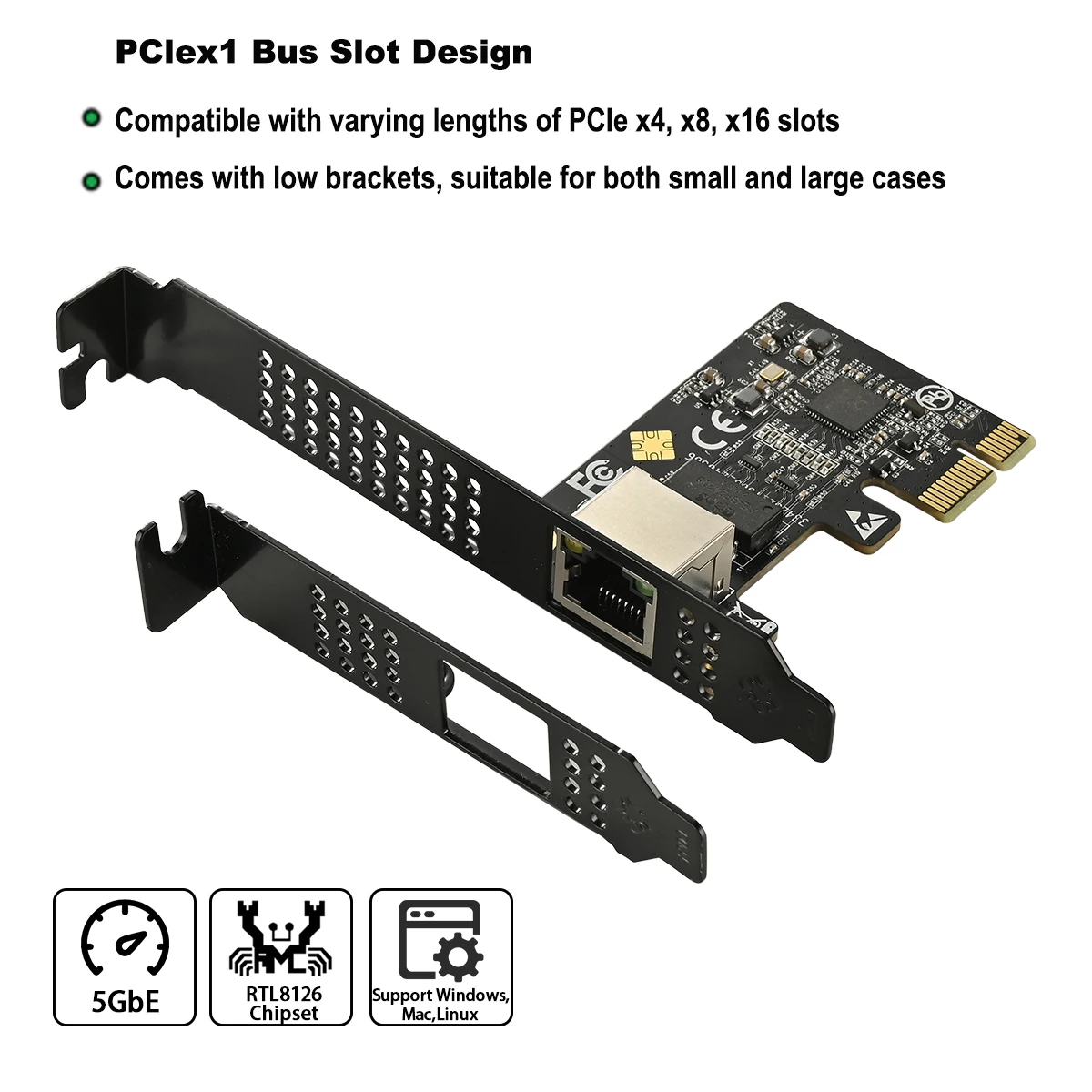 IOCREST-tarjeta de red PCI-E a RJ45, Chip RTL8126, Gigabit, Ethernet, PCI Express, 10/100/2500/5000Mbps, 1gbps/5gbps