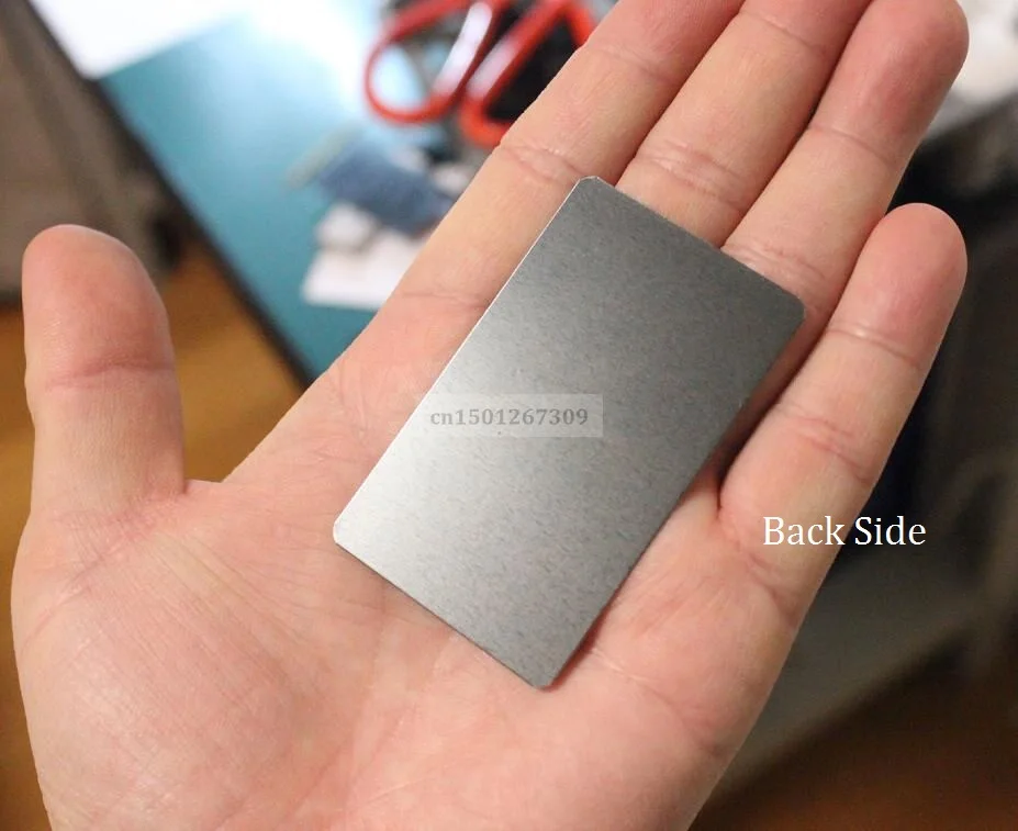Thickness 0.45mm Small Black Stainless Steel Metal Tag Single Side Brush Finish Business Cards For Laser Engraving