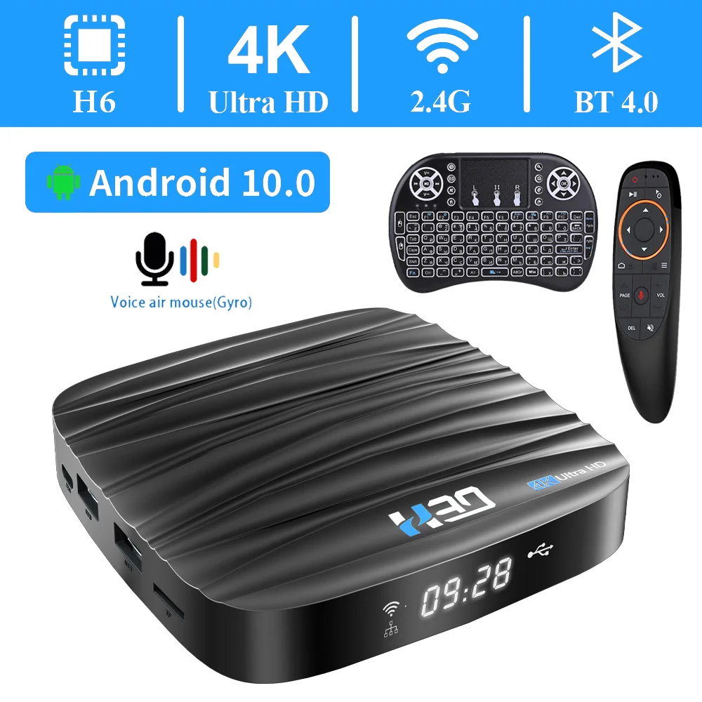 Android 10.0 TV BOX 4GB 64GB 6K Google Voice Assistant Allwinner H6 receiver Wifi 2.4G&amp5G Bluetooth Smart Box Set top |