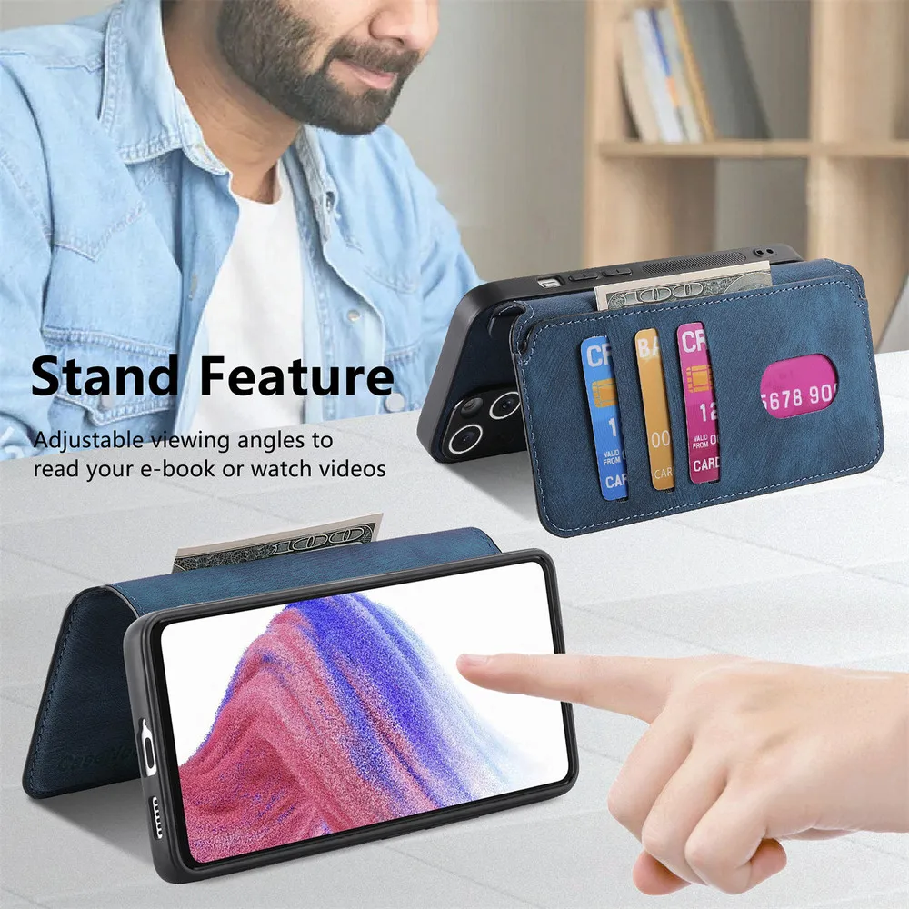 Leather Flip Wallet Case with Magnetic Closure