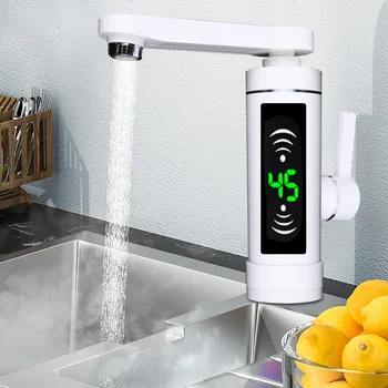 Riscaldatore elettrico continuo LED Bagno Cucina Rubinetto acqua calda istantanea, rubinetto con rotazione a 360o, rubinetto per lavandino monocomando 3KW 1