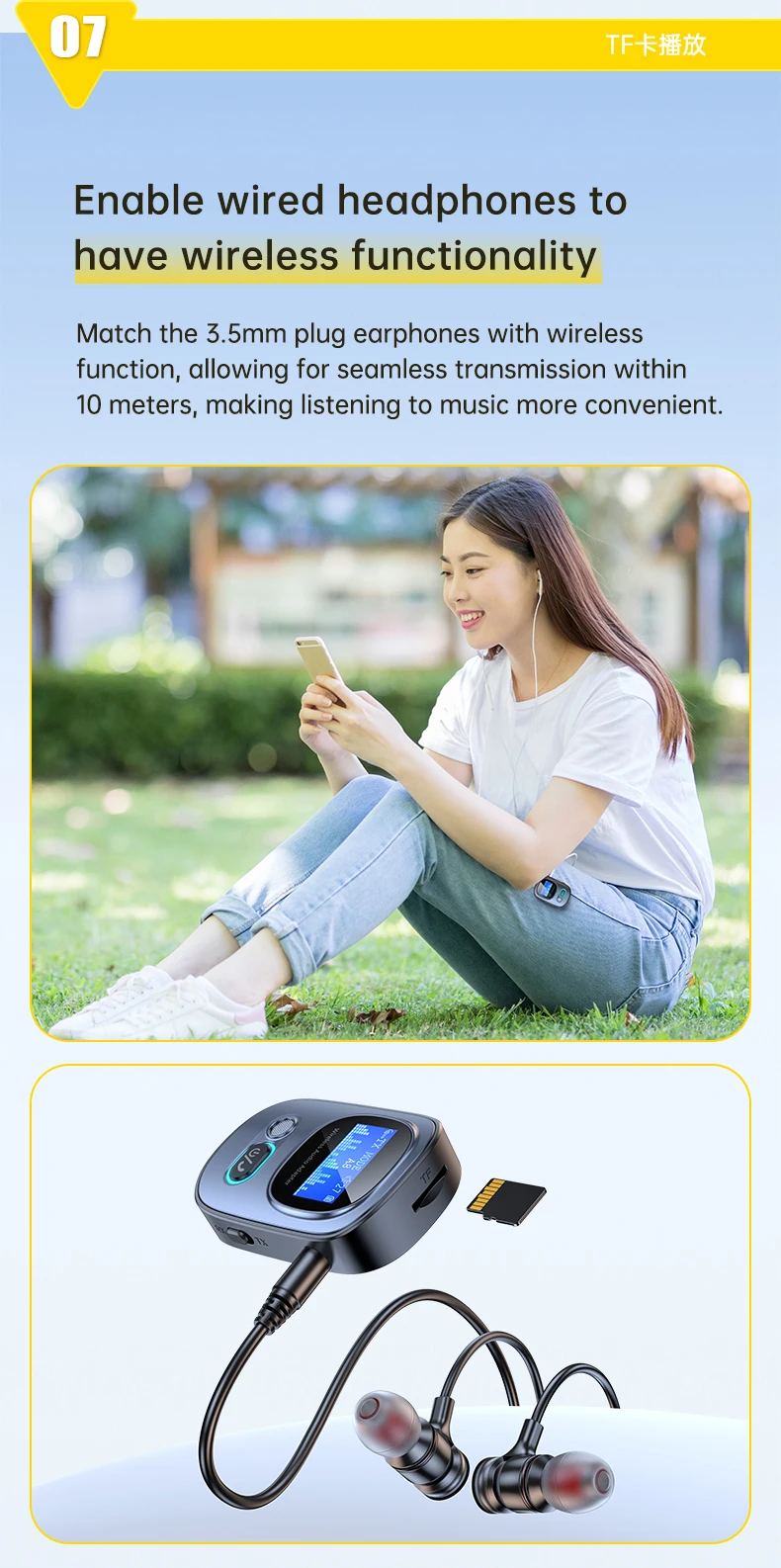 Bluetooth 5.3 Receiver for Car with led Display Aux Bluetooth Car Adapter Wirele