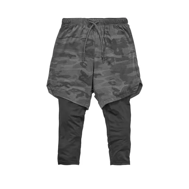 2020 Summer Running Shorts Men 2 in 1 Sports Jogging Fitness Shorts Training Quick Dry Mens Gym Men Shorts Sport gym Short Pants grey camouflage