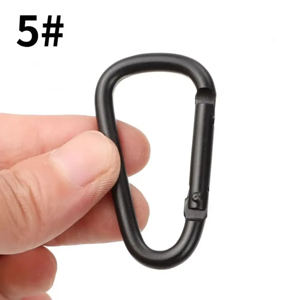 Durable Black Aluminum Alloy Carabiners - Heavy Duty Spring Snap Clips for Outdoor Adventures, Multi-Function Water Bottle Hooks (Set of 5)