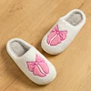 Fashion Cute Pretty Bow Women Slippers Indoor Winter Soft Sole Exquisite Warm Graceful Causal Dormitory Comfy Flat Cotton Shoes 6
