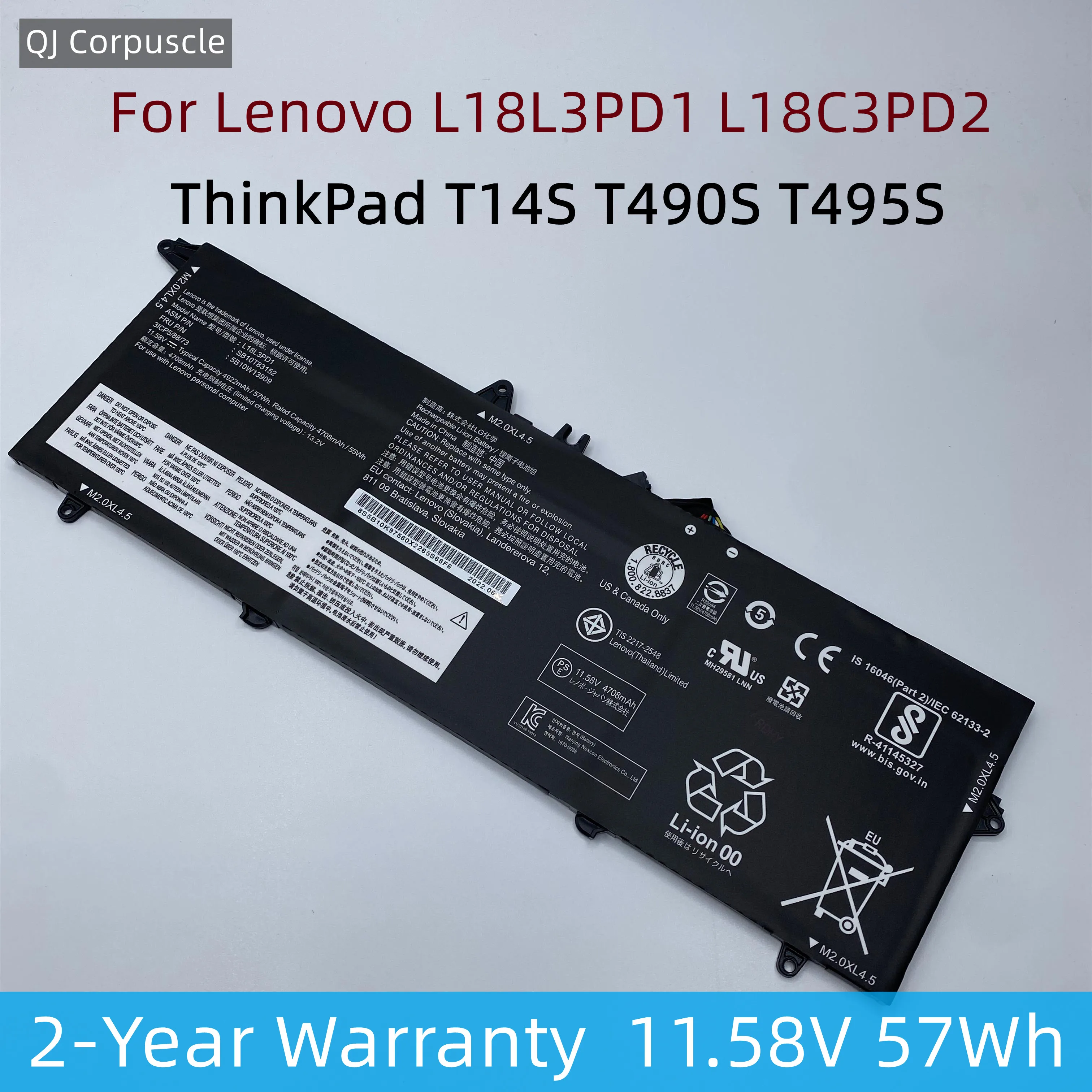 

Оригинальный аккумулятор L18M3PD1 L18C3PD2 для ноутбука Lenovo ThinkPad T14S T490S T495S Series L18C3PD1 L18L3PD1 L18M3PD2 02DL013 02DL014