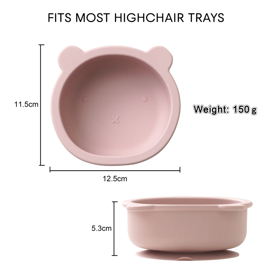 Baby Silicone Children's Tableware BPA Free Infant Waterproof Suction Cup Bowl Portable Solid Color Feeding Food Tray 4