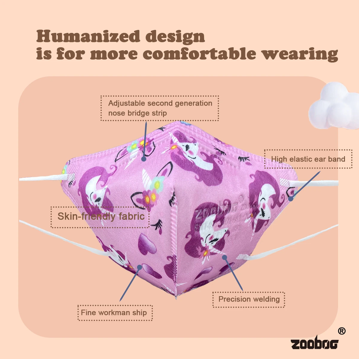 Face Mask Zooboo ffp2 children Kids KN95 Mask Fit 4-12 Years Mascarillas 3D Printed Cartoon kn95 Dust Mask ffp2mask