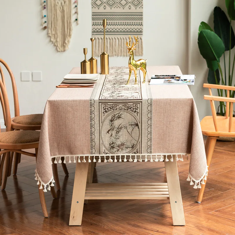 

Cotton and linen small fresh northern Europe simple embroidery European home desk table cloth