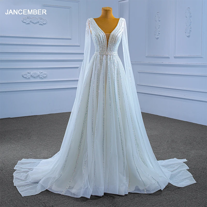 Boho Wedding Dress Aliexpress Online Shop Beading V Neck A-Line Bridal Dress RSM222151 Vestido De Novia 2022 Boda Elegante 1