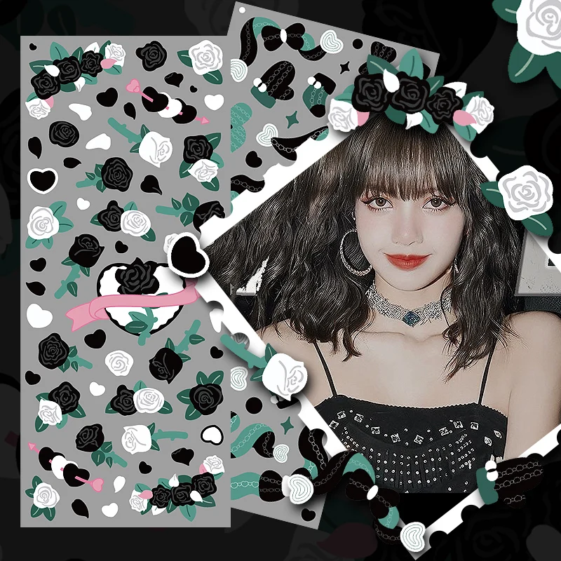 6 Fogli Adesivi A Bolle Coreani Glitterati: Stelle, Cuori, Delfini Per Scrapbooking E Diario - 6