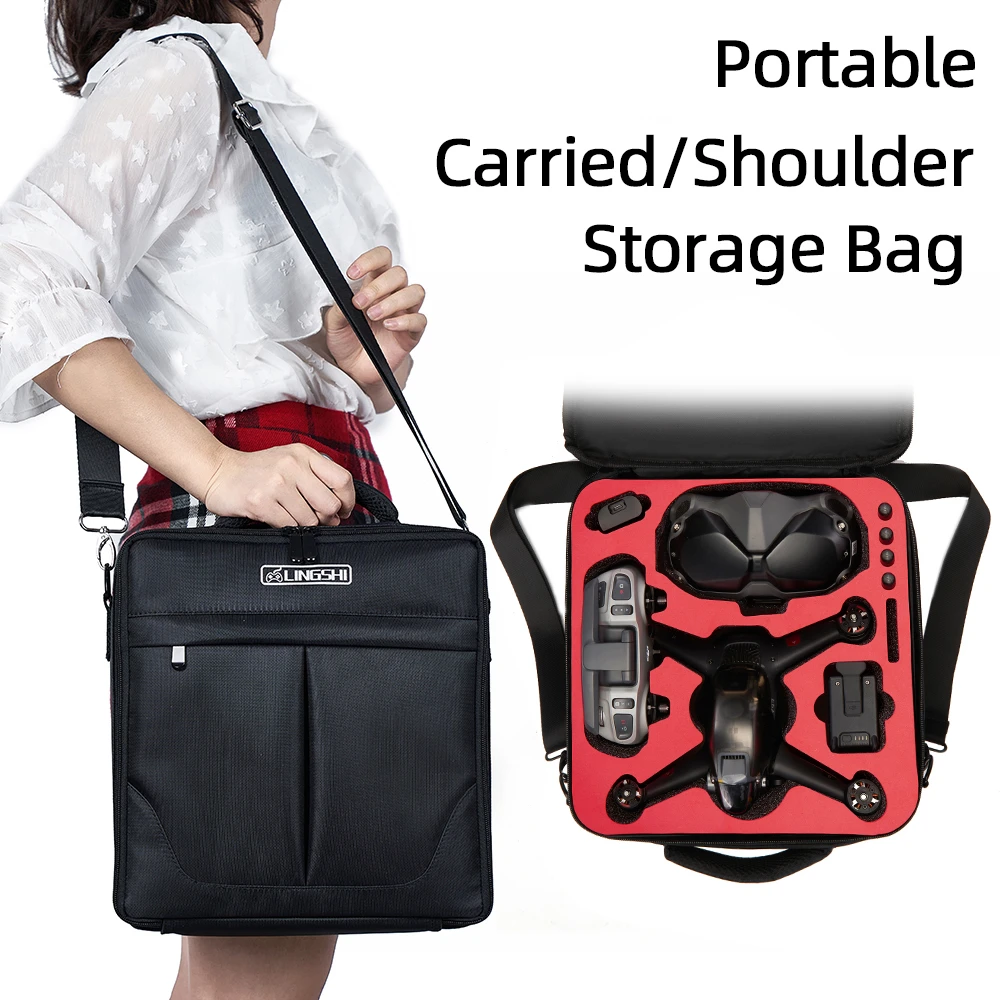 Ugrade High Capacity DJI FPV Drone Carrying Case Shoulder Storage Bag