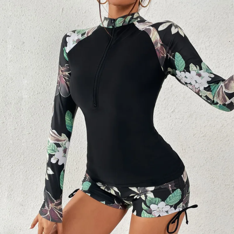 Women Swimsuit Women Two Piece Sets Female Swimsuit With Long Sleeves Swimwear Sports Surfing Tankini Set Beachwear Two-Piece Bathing Suits Pool